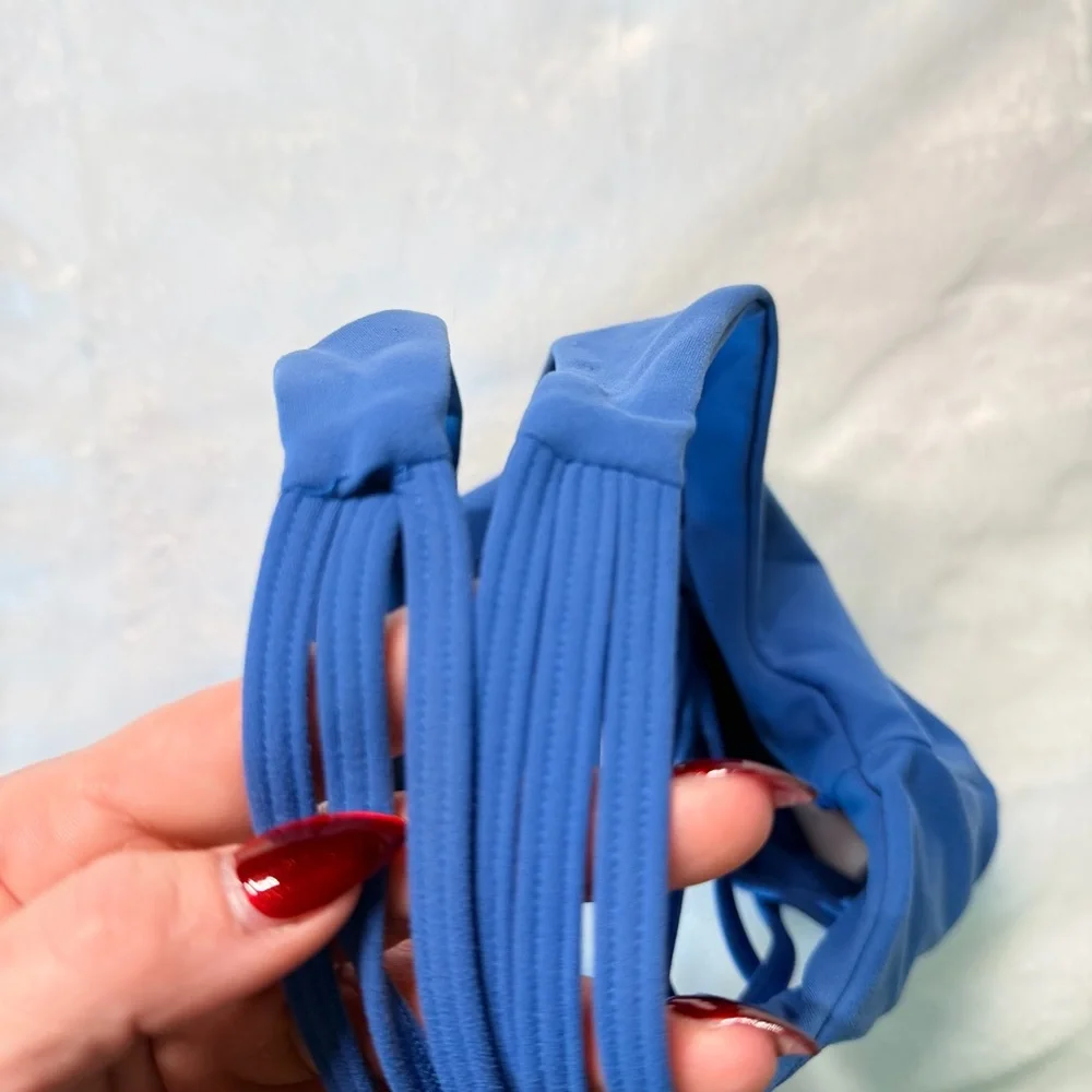 Buffbunny Collection Medium Blue Strappy Back Sports Bra - Picture 4 of 8